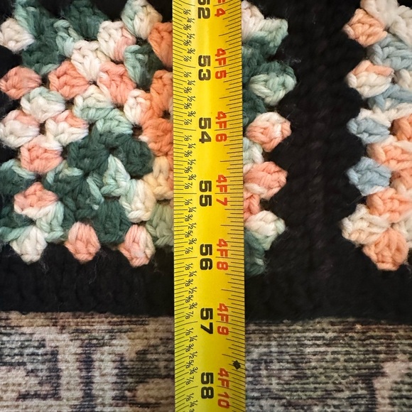 Vtg Granny Square Afghan Crochet Blanket Throw Multi-Color 57x43 inches Handmade - Picture 2 of 7